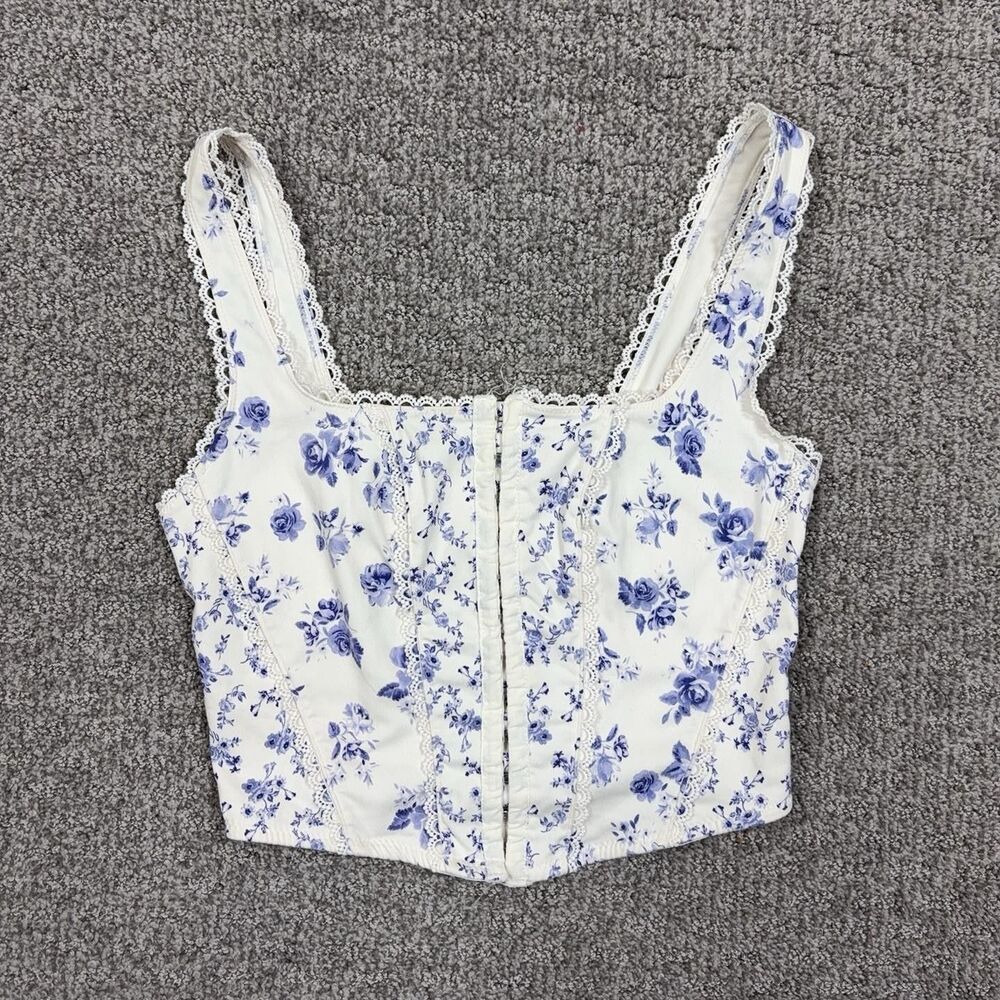 Altard State Corset Top Womens Medium Floral Bustier Cami Crop Coquette Boho